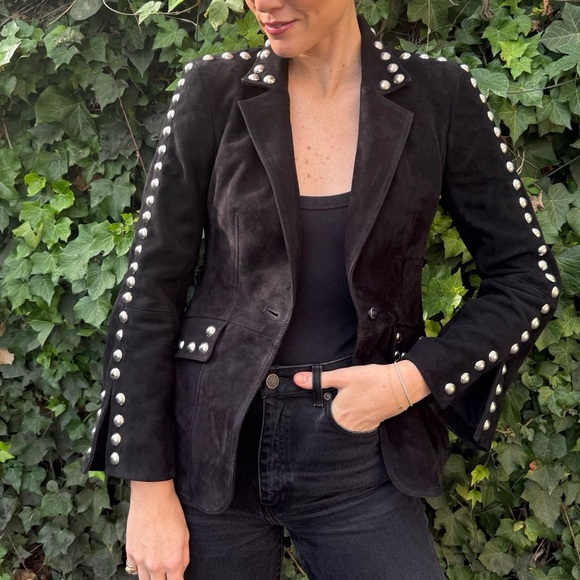 Cinq A SeptNWT! Milly Studded Suede Blazer Size: 6